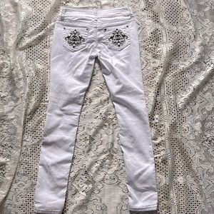 Grane White Embroidered Skinny Jeans